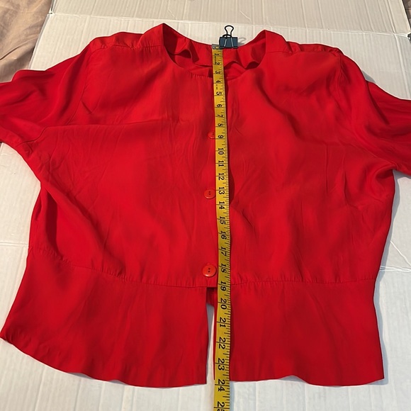 📸♻️ Francine Browner Woman Red Shoulder Padded Vintage Blouse Jacket size 20 - Picture 7 of 7